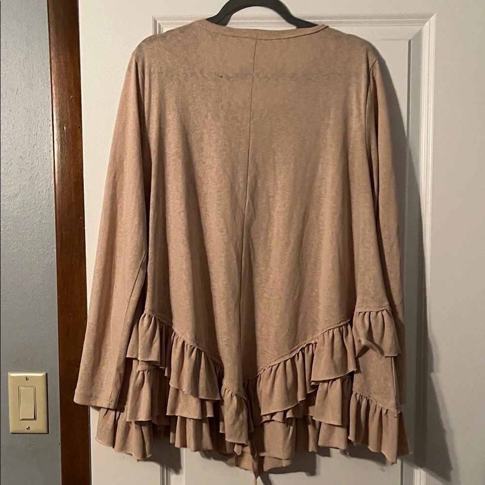 Easel Tan Ruffled Blouse - Picture 3 of 5
